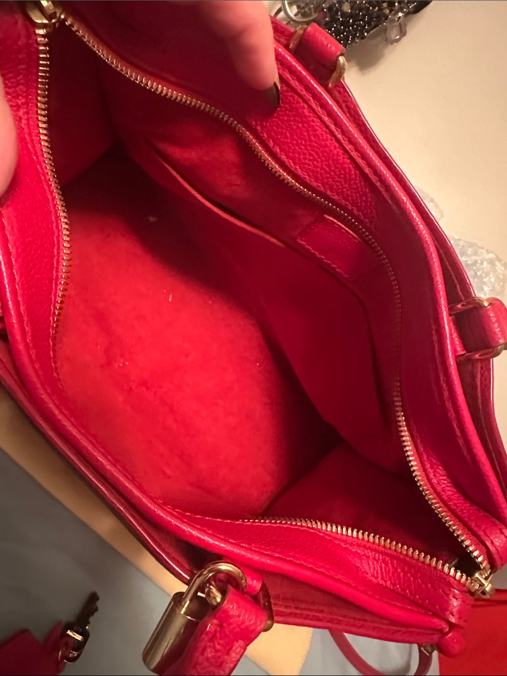Louis Vuitton Monogram Satchel with Red Trim and Strap - Picture 5 of 6